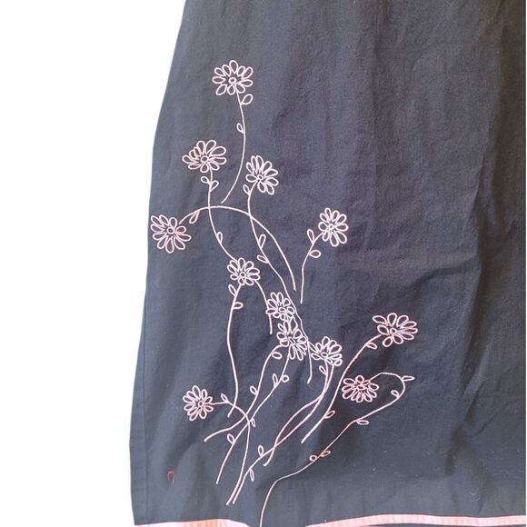 Vintage Y2K Xhilaration Women's Black Floral Embroidered Halter Dress Size 13 - Picture 4 of 5